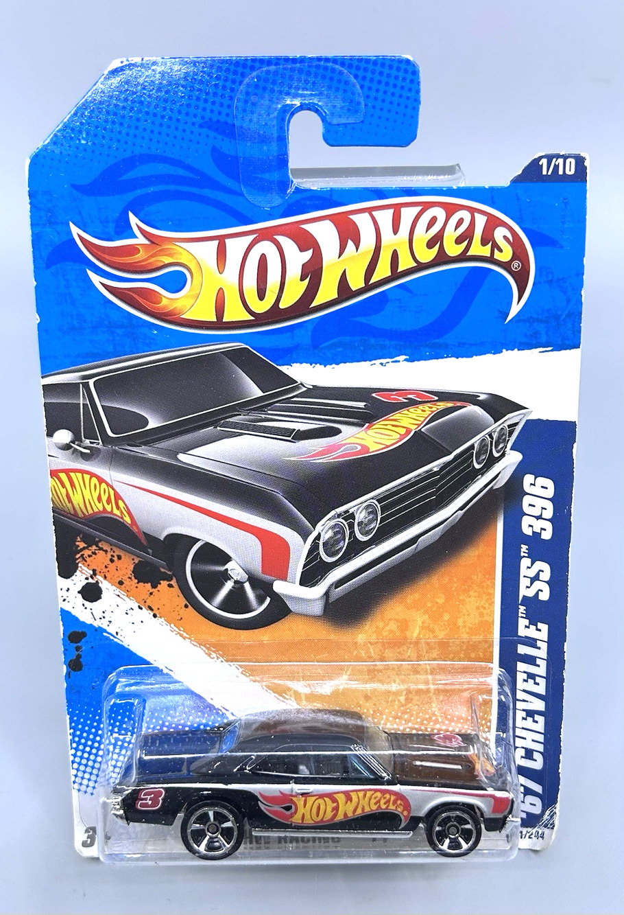 Hot Wheels '67 CHEVELLE SS 396 HW Racing '11 1/10 Black Silver 1:64 Diecast NOC